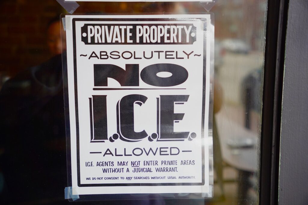 Private property, no ice allowed sign on sign.