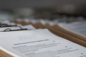 restaurant menus on clipboards close up